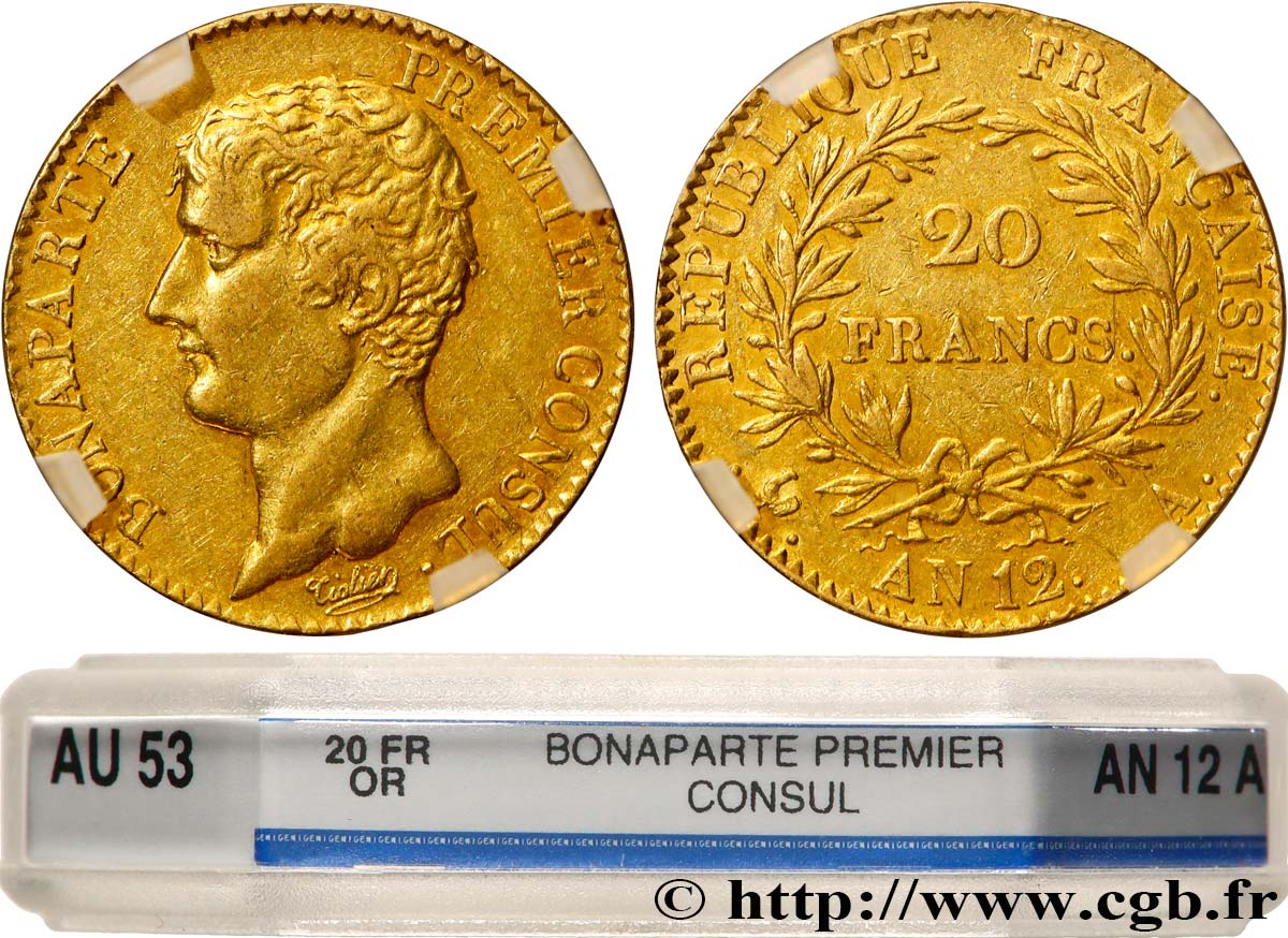 20 francs or Bonaparte Premier Consul 1804 Paris F.510/2 AU53 GENI