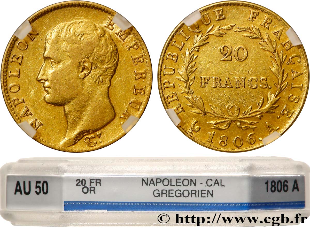 20 francs Napoléon tête nue, calendrier grégorien 1806 Paris F.513/1 TTB50 GENI
