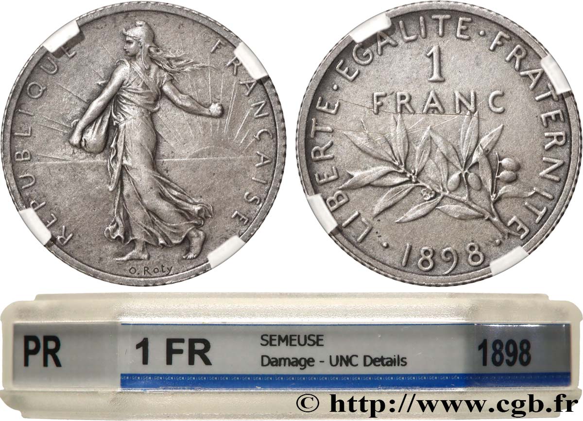 1 franc Semeuse, flan mat, vieil argent 1898 Paris F.217/2 AU GENI