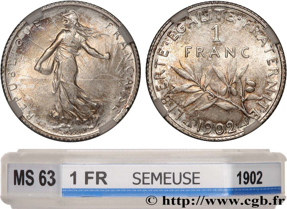 1 franc Semeuse 1902 Paris F.217/7 MS63 GENI