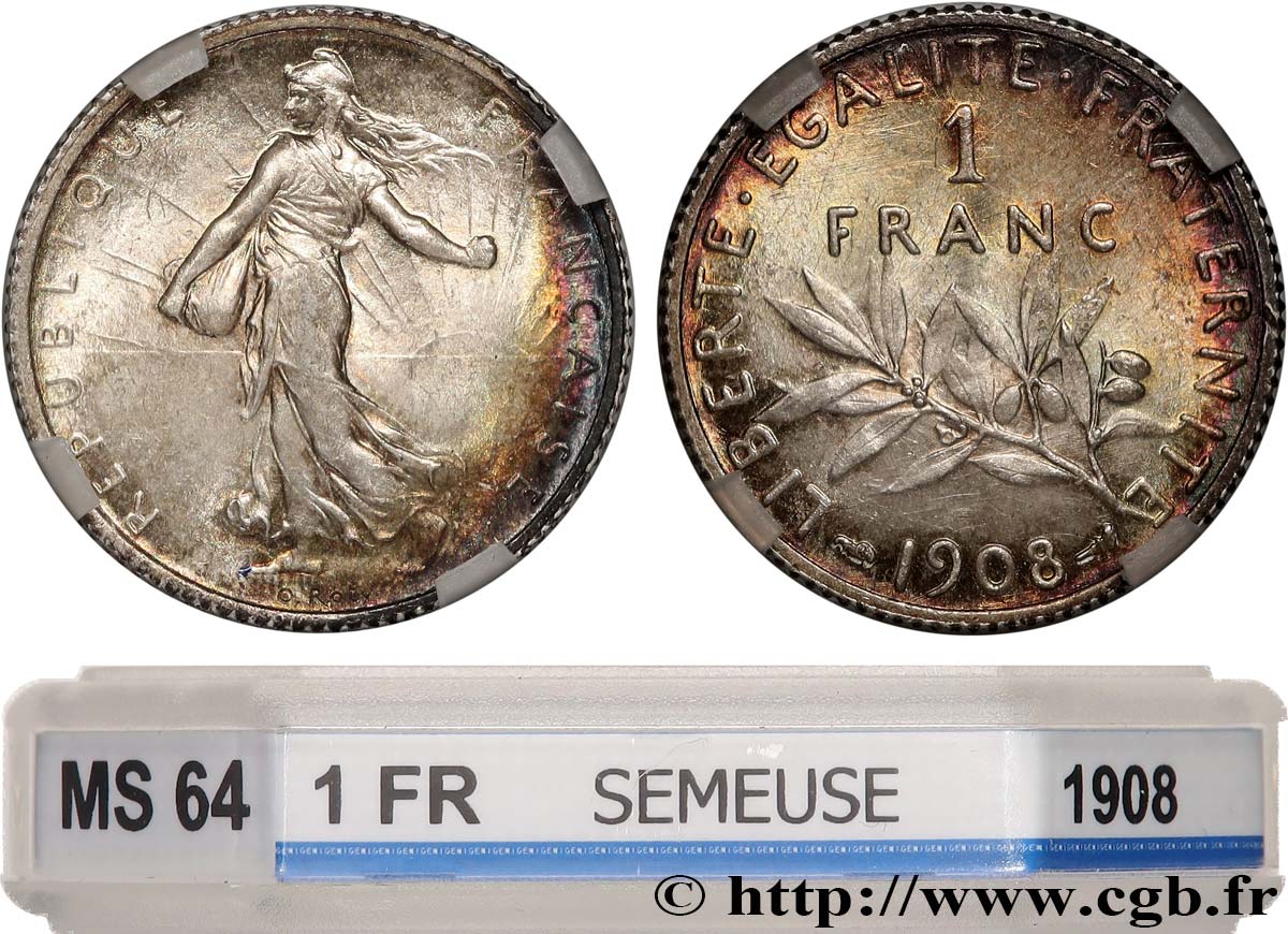 1 franc Semeuse 1908 Paris F.217/13 SPL64 GENI