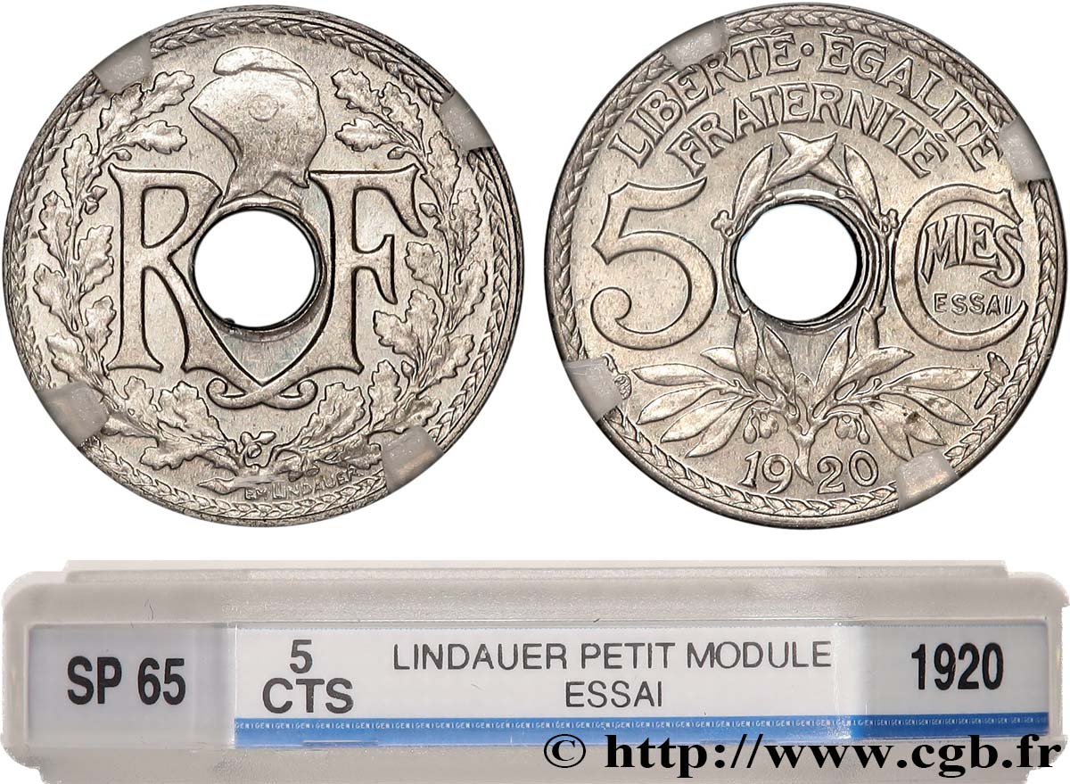Essai de 5 centimes Lindauer, petit module 1920  F.122/1 FDC65 GENI