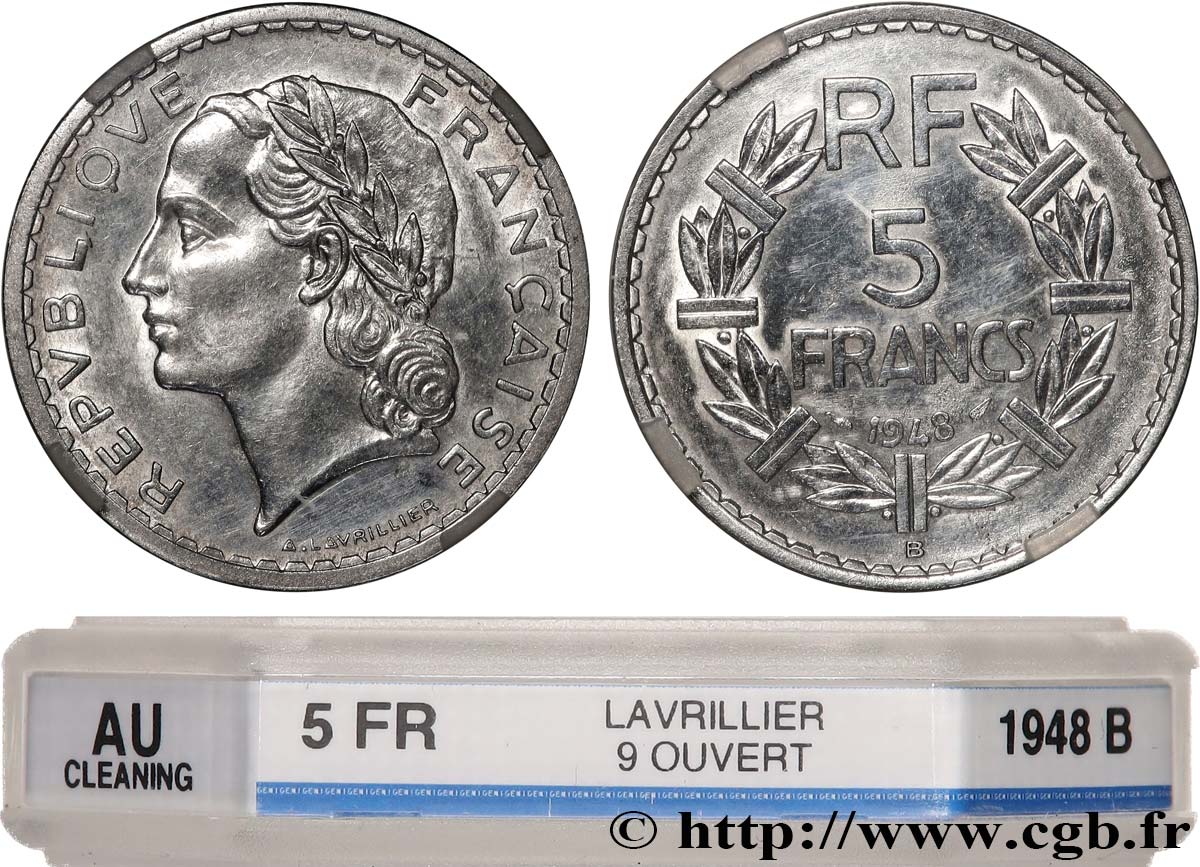 5 francs Lavrillier, aluminium 1948 Beaumont-Le-Roger F.339/15 AU 