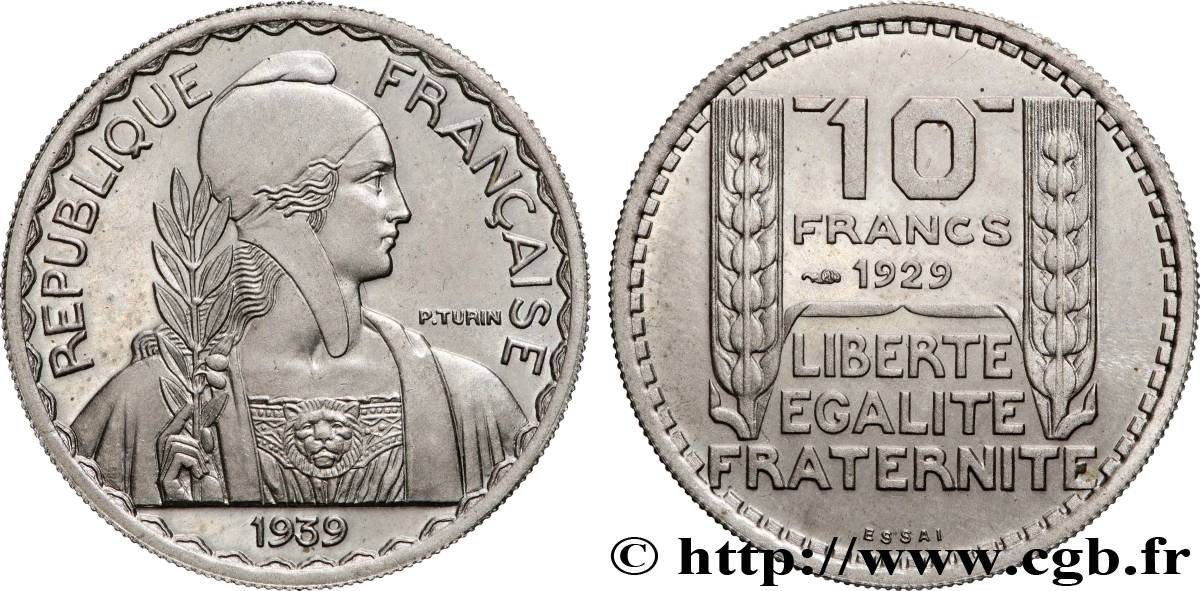 ESSAI 10 Francs Turin Hybride, 26 mm, 6,5 g n.d. Paris GEM.174 19 MS 