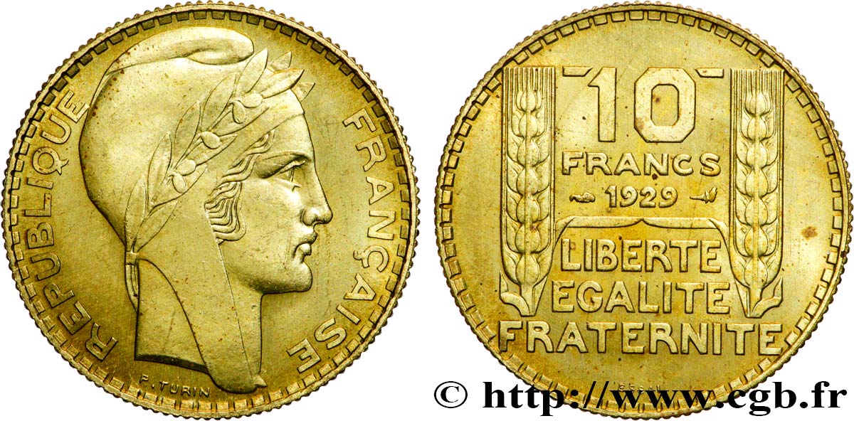 Concours de 10 francs, essai de Turin en bronze-aluminium 1929 Paris GEM.169 3 MS 