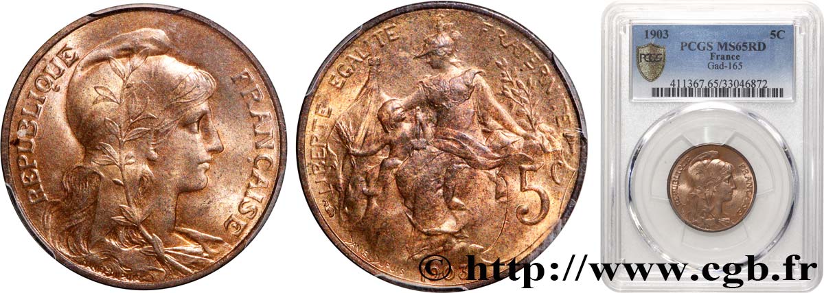 5 centimes Daniel-Dupuis 1903  F.119/13 MS65 PCGS