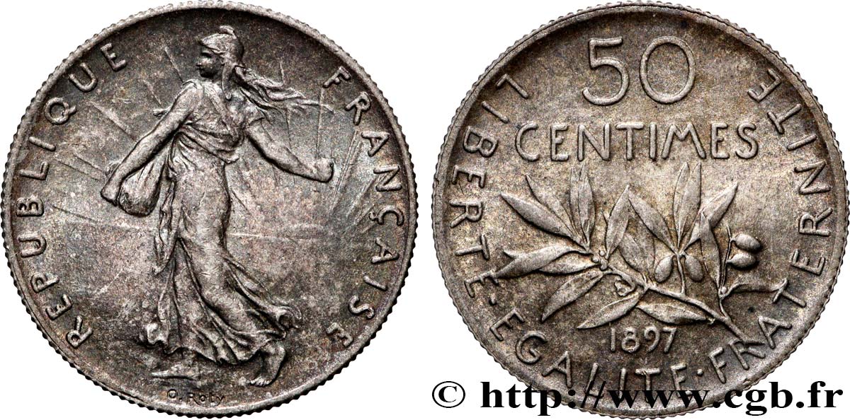 50 centimes Semeuse 1897 Paris F.190/1 SUP60 