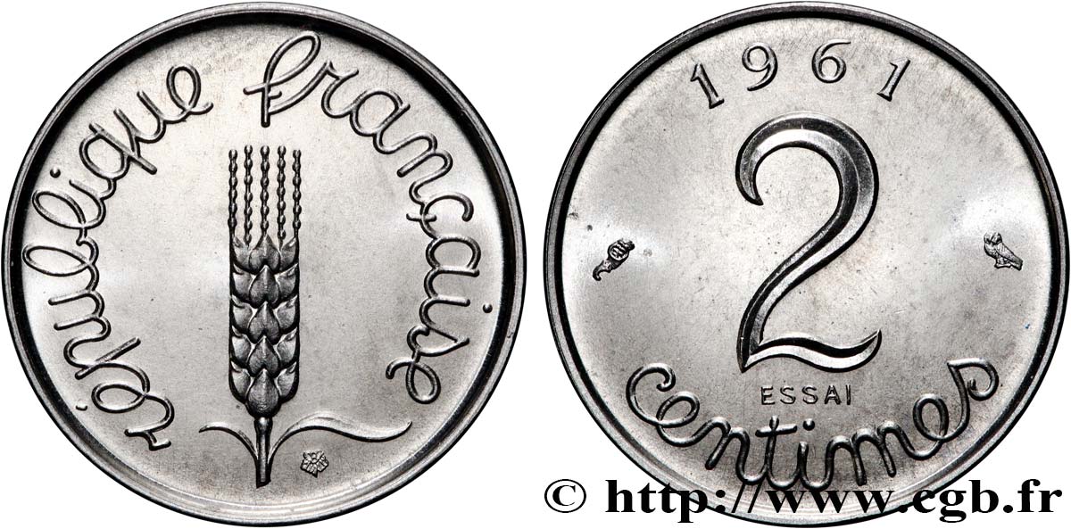 Essai de 2 centimes Épi 1961 Paris F.111/2 MS 