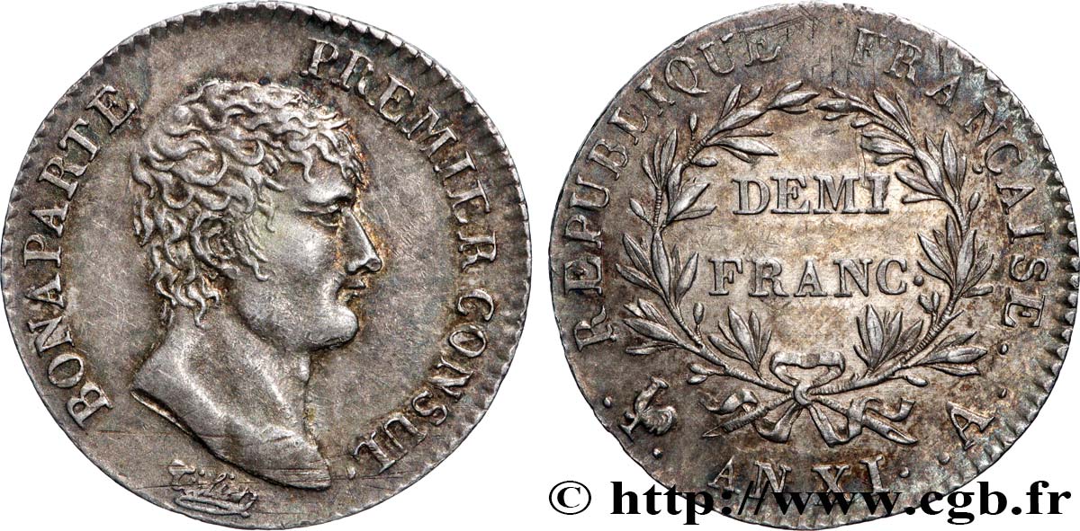 Demi-franc Bonaparte Premier Consul 1803 Paris F.173/1 TTB+ 