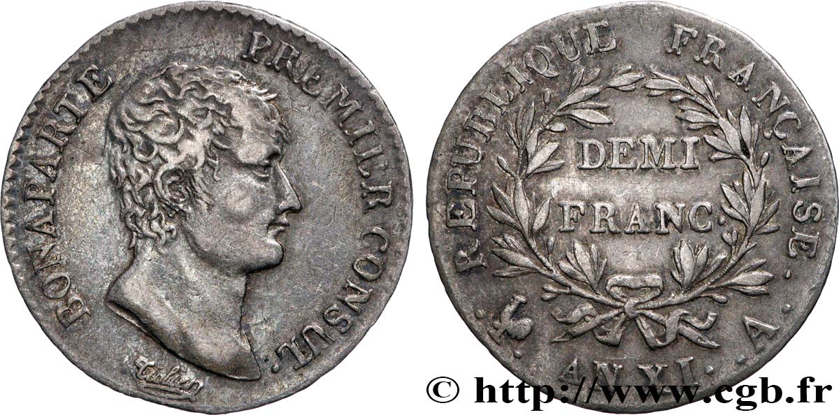 Demi-franc Bonaparte Premier Consul 1803 Paris F.173/1 TB+ 