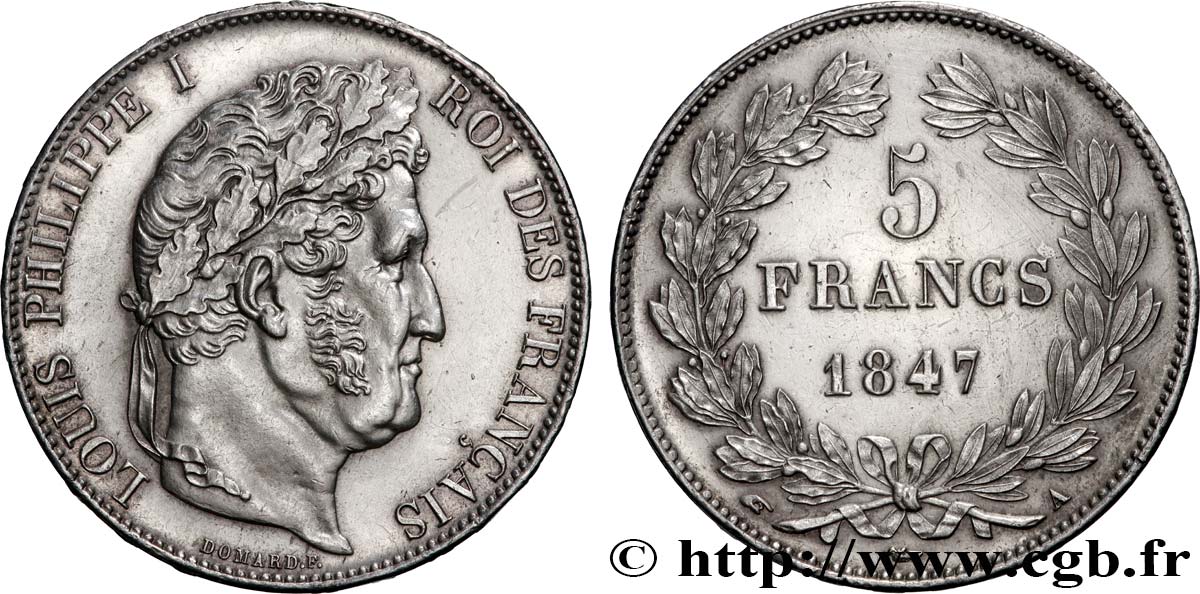 5 francs IIIe type Domard 1847 Paris F.325/14 MS 