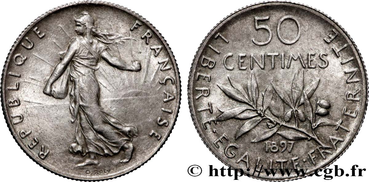 50 centimes Semeuse 1897 Paris F.190/1 SUP+ 