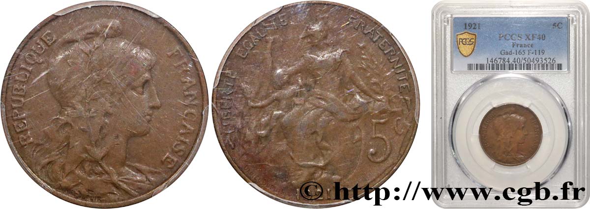 5 centimes Daniel-Dupuis 1921 Paris F.119/32 TTB40 PCGS