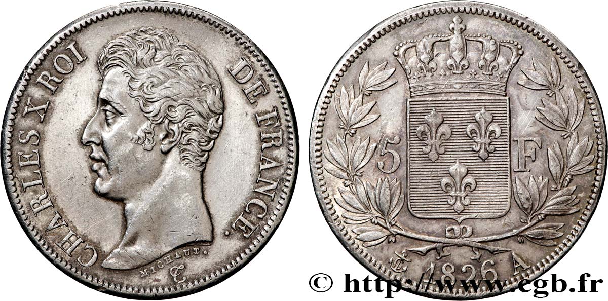 5 francs Charles X, 1er type 1826 Paris F.310/15 SUP 