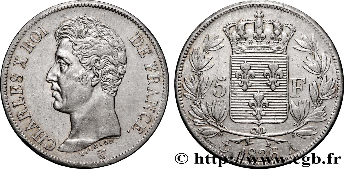 5 francs Charles X, 1er type 1826 Paris F.310/15 SUP 
