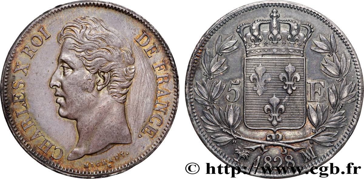 5 francs Charles X, 2e type 1828 Marseille F.311/23 TTB+ 