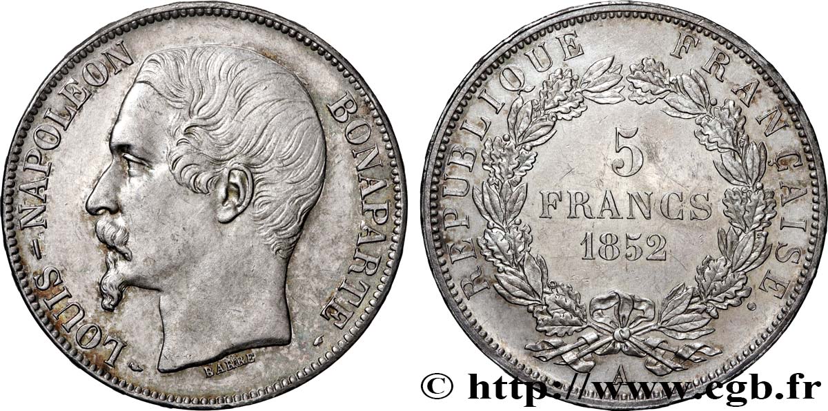 5 francs Louis-Napoléon, 1er type 1852 Paris F.329/1 VZ 