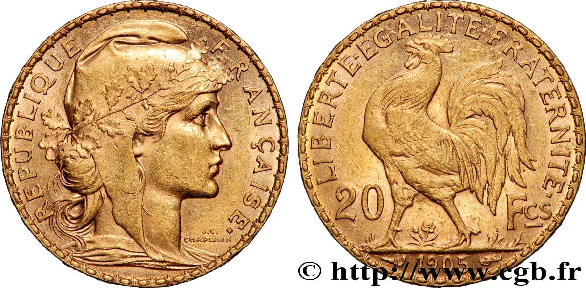 20 francs or Coq, Dieu protège la France 1905 Paris F.534/10 q.SPL 