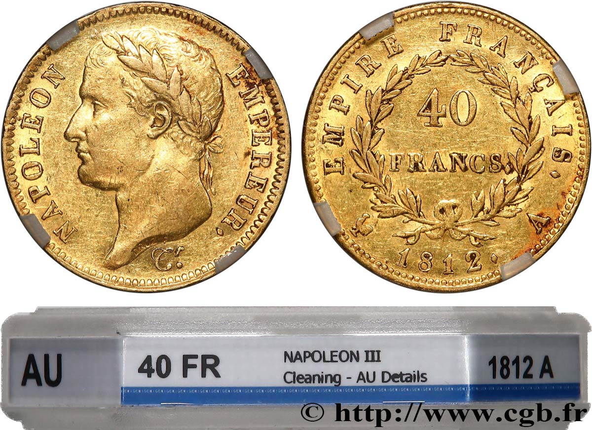 40 francs or Napoléon tête laurée, Empire français 1812 Paris F.541/9 AU GENI