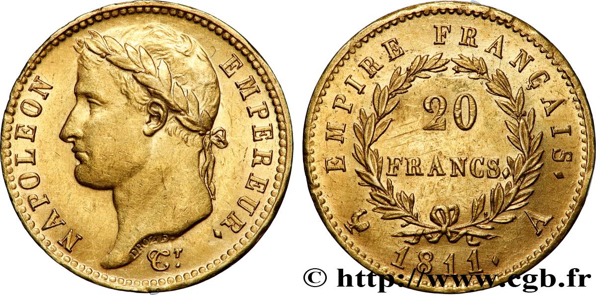 20 francs or Napoléon, tête laurée, Empire français 1811 Paris F.516/16 SUP 