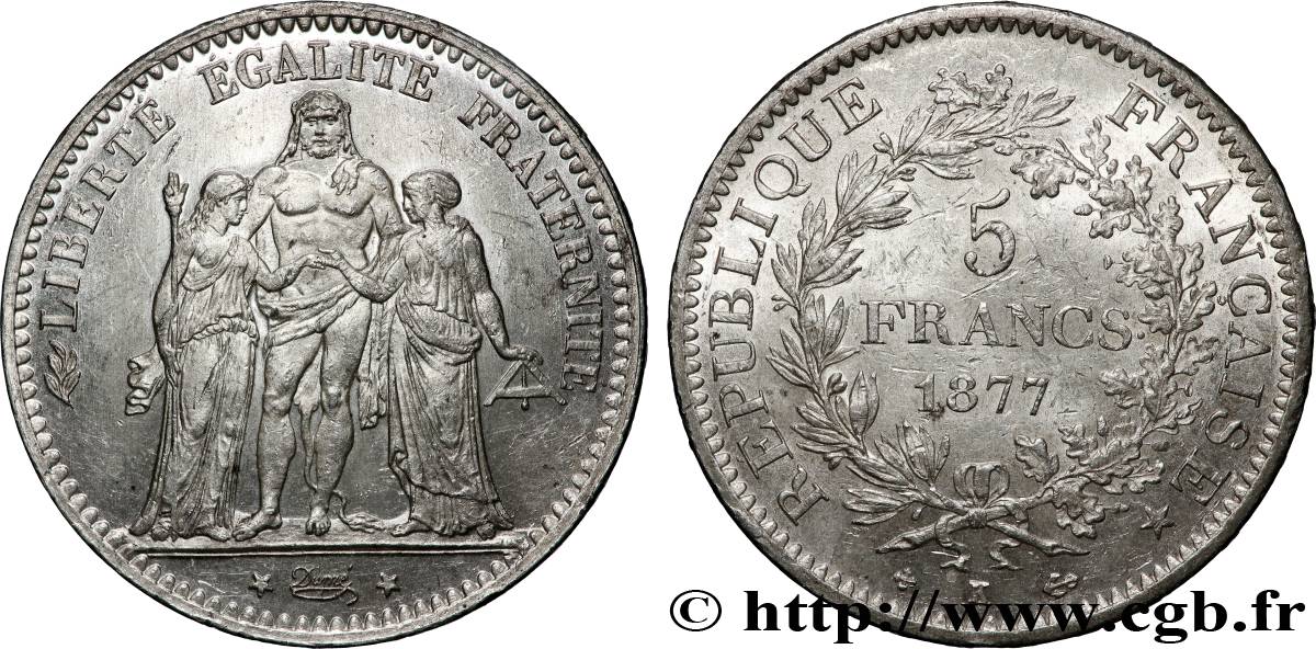 5 francs Hercule 1877 Bordeaux F.334/20 SUP 