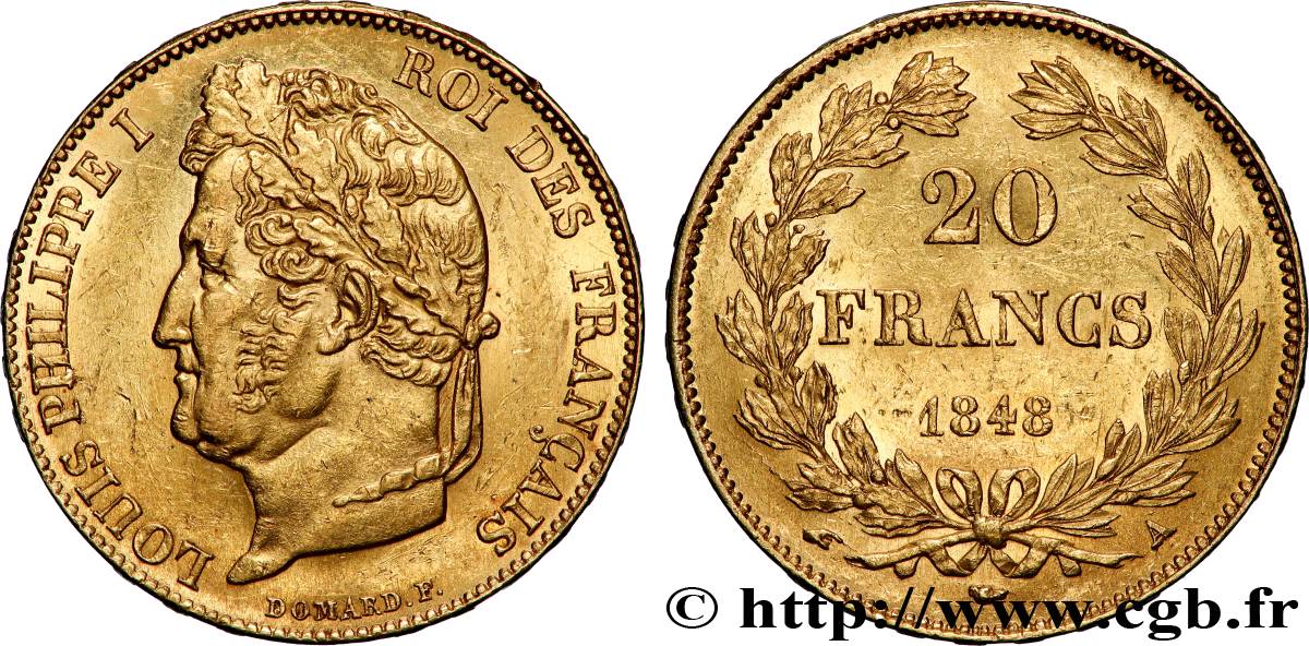 20 francs Louis-Philippe, Domard 1848 Paris F.527/38 TTB+ 