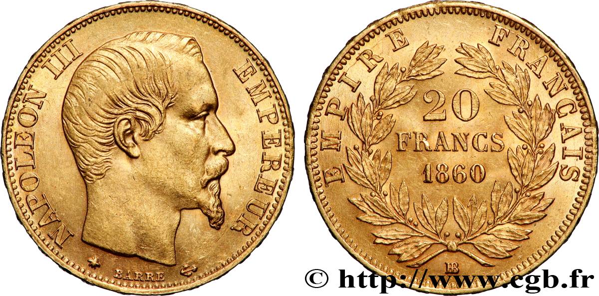 20 francs or Napoléon III, tête nue 1860 Strasbourg F.531/20 MS 