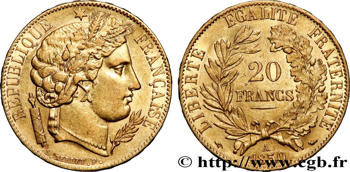 20 francs or Cérès 1850  F.529/2 TTB+ 