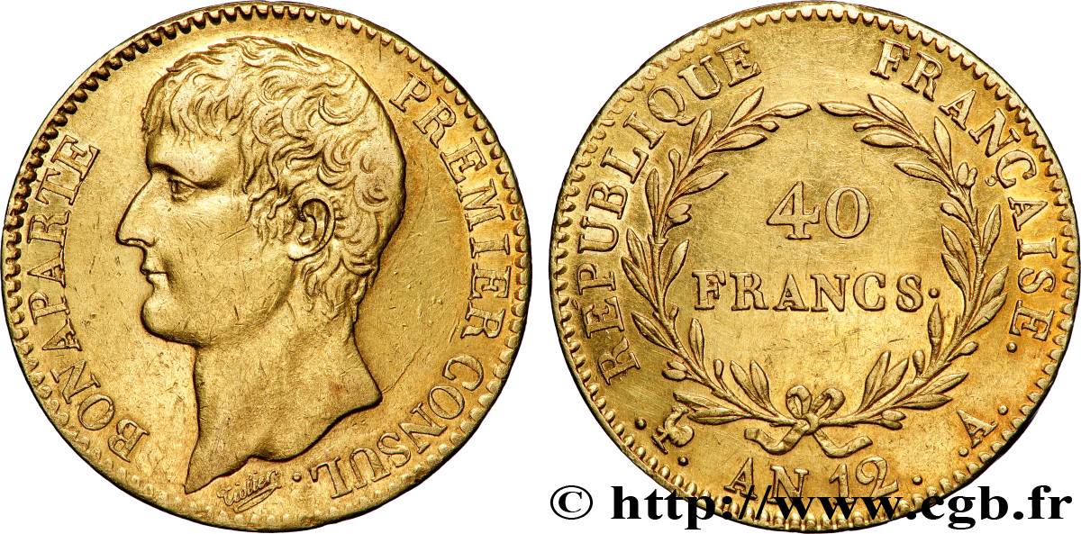 40 francs or Bonaparte Premier Consul 1804 Paris F.536/6 TTB+ 