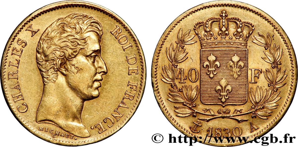 40 francs or Charles X, 2e type 1830 Paris F.544/5 TTB+ 