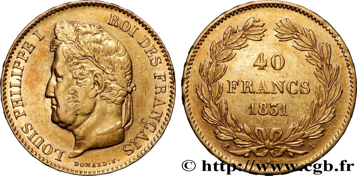 40 francs or Louis-Philippe 1831 Paris F.546/1 XF 