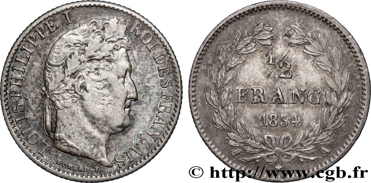1/2 franc Louis-Philippe 1834 Paris F.182/40 TTB 