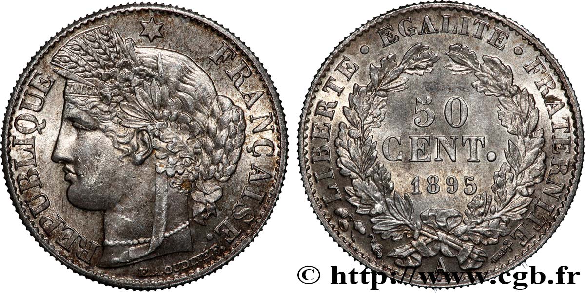 50 centimes Cérès, IIIe République 1895 Paris F.189/16 SUP60 