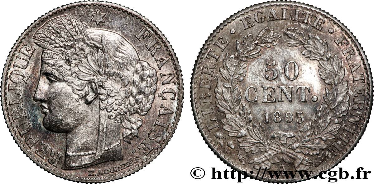 50 centimes Cérès, IIIe République 1895 Paris F.189/16 SUP 