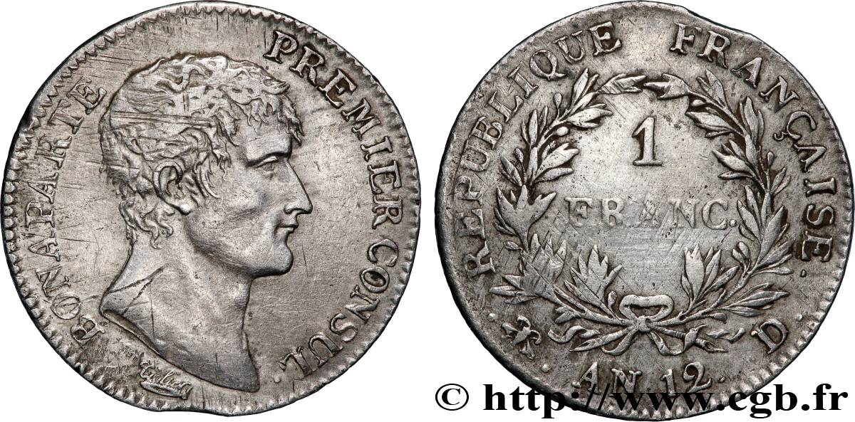 1 franc Bonaparte Premier Consul 1804 Lyon F.200/10 VF 