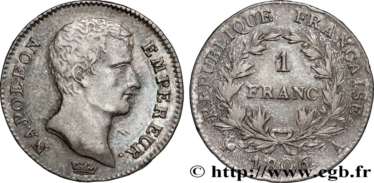 1 franc Napoléon Empereur, Calendrier grégorien 1806 Paris F.202/1 SS 