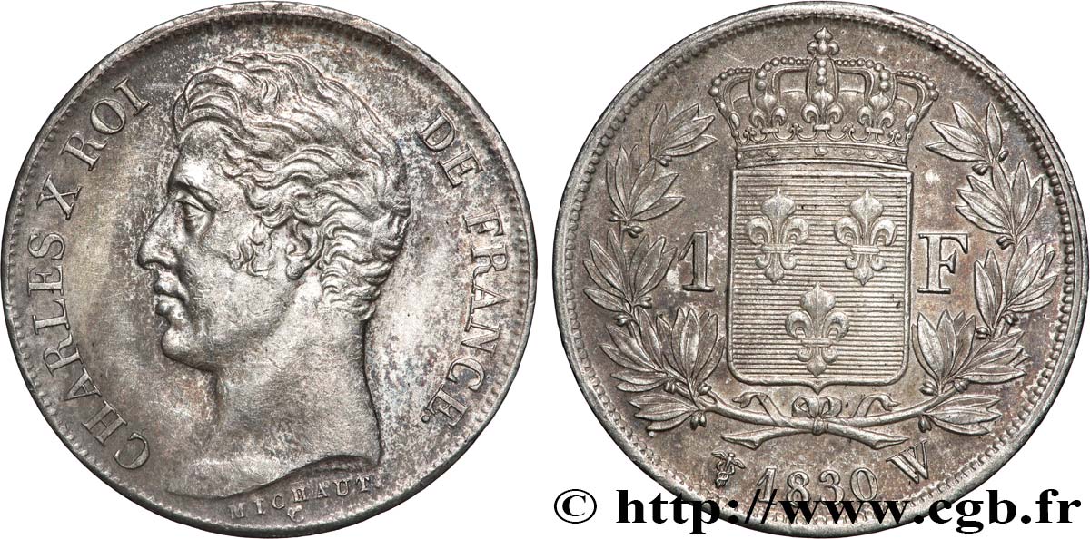 1 franc Charles X, matrice du revers à cinq feuilles 1830 Lille F.207/57 MS 