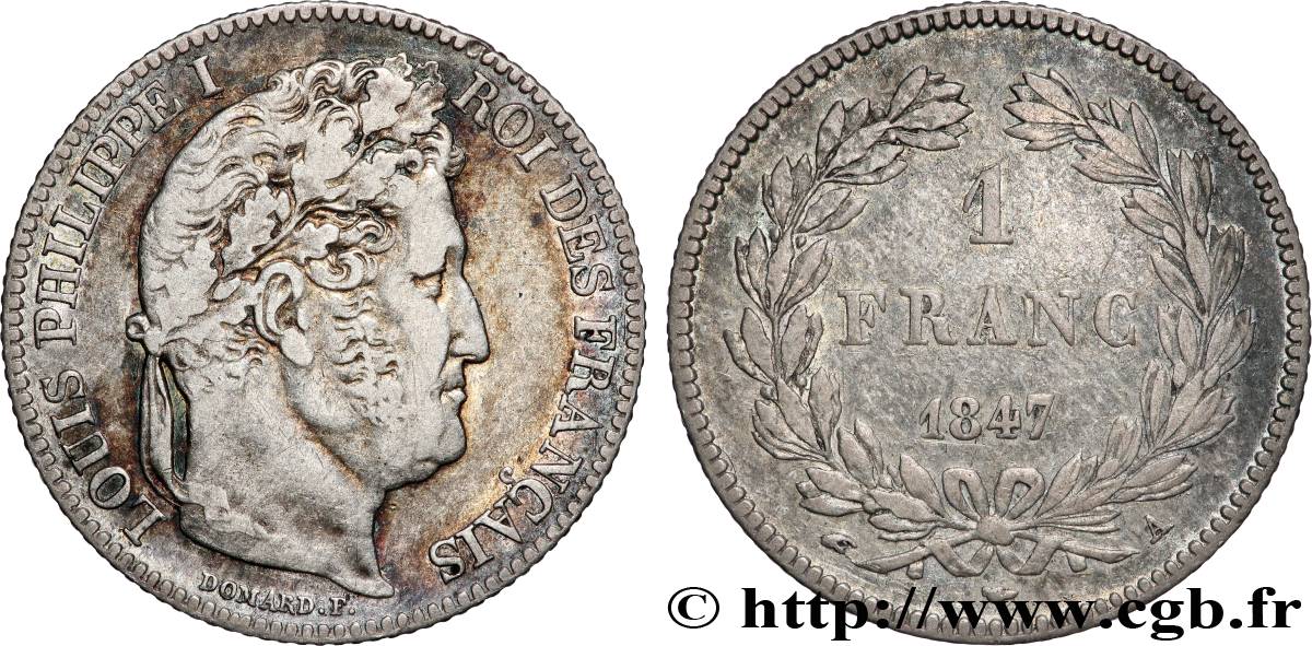 1 franc Louis-Philippe, couronne de chêne 1847 Paris F.210/110 S 