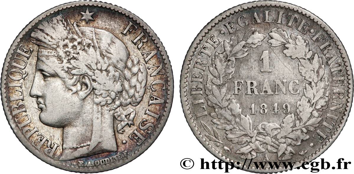 1 franc Cérès, IIe République 1849 Paris F.211/1 TB 