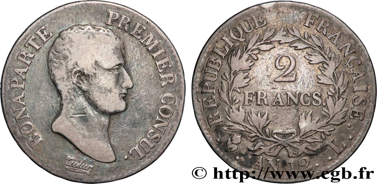 2 francs Bonaparte Premier Consul 1804 Bayonne F.250/8 TB 