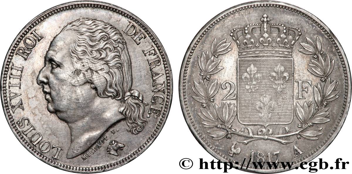 2 francs Louis XVIII 1817 Paris F.257/8 TTB/TTB+ 