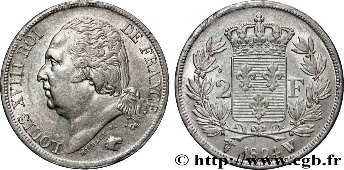 2 francs Louis XVIII 1824 Lille F.257/62 TTB+ 