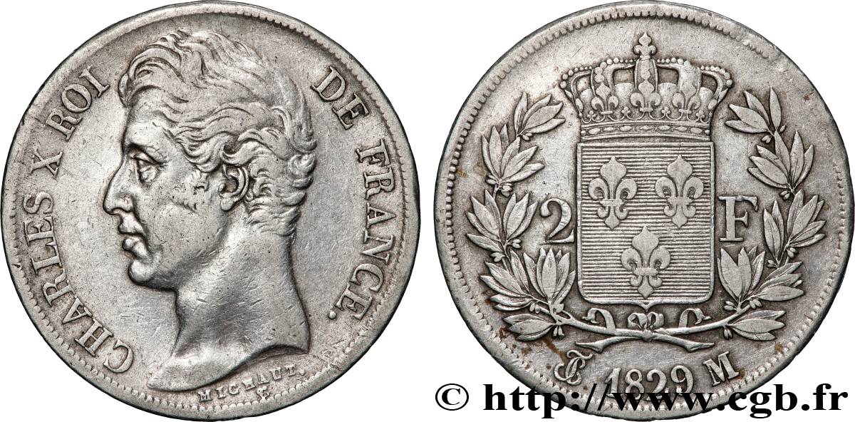2 francs Charles X 1829 Toulouse F.258/57 VF 
