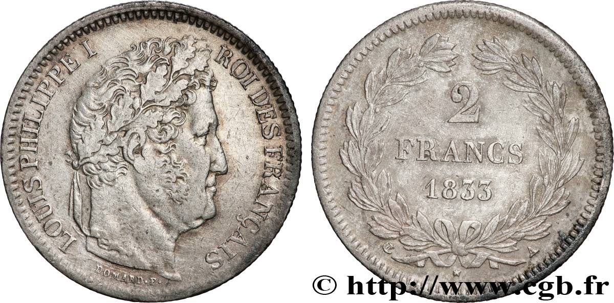 2 francs Louis-Philippe 1833 Paris F.260/17 XF 