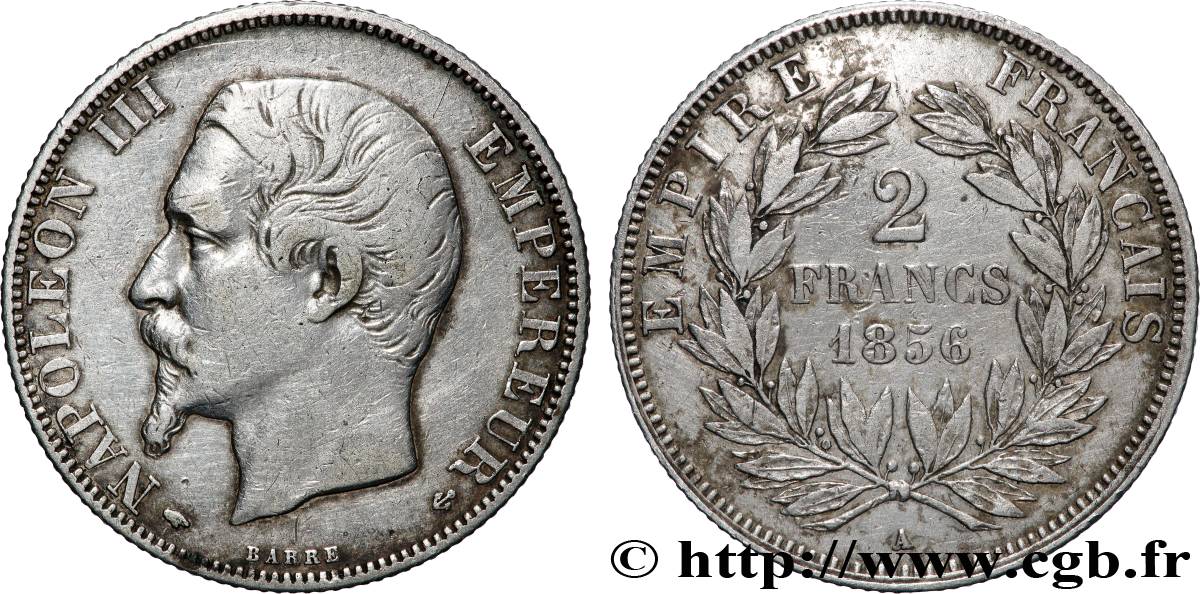 2 francs Napoléon III, tête nue 1856 Paris F.262/4 TB+ 