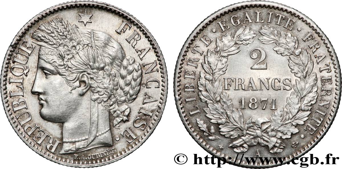 2 francs Cérès, avec légende 1871 Paris F.265/3 SUP+ 
