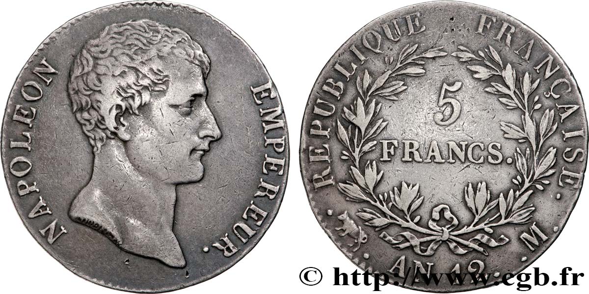 5 francs Napoléon Empereur, type intermédiaire 1804 Toulouse F.302/8 XF 