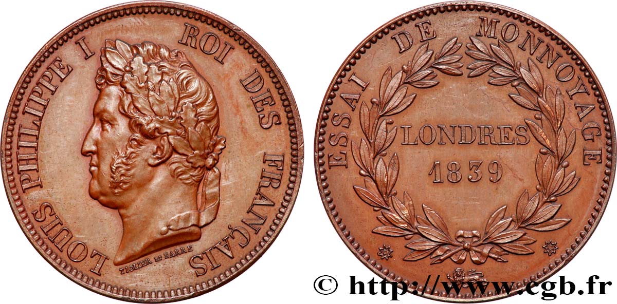 Essai module de 1 décime 1839 Paris VG.2897  SUP+ 