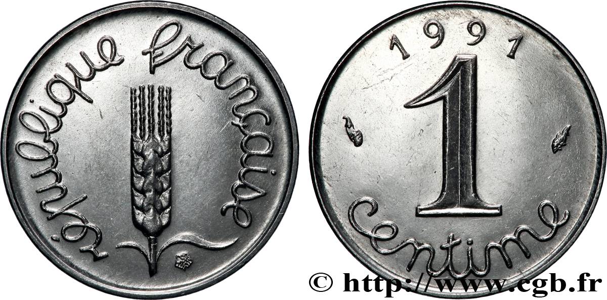 1 centime Épi, frappe monnaie 1991 Pessac F.106/48 MS 
