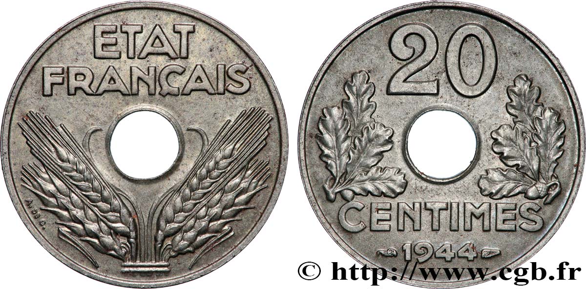 20 centimes fer 1944  F.154/3 SUP62 